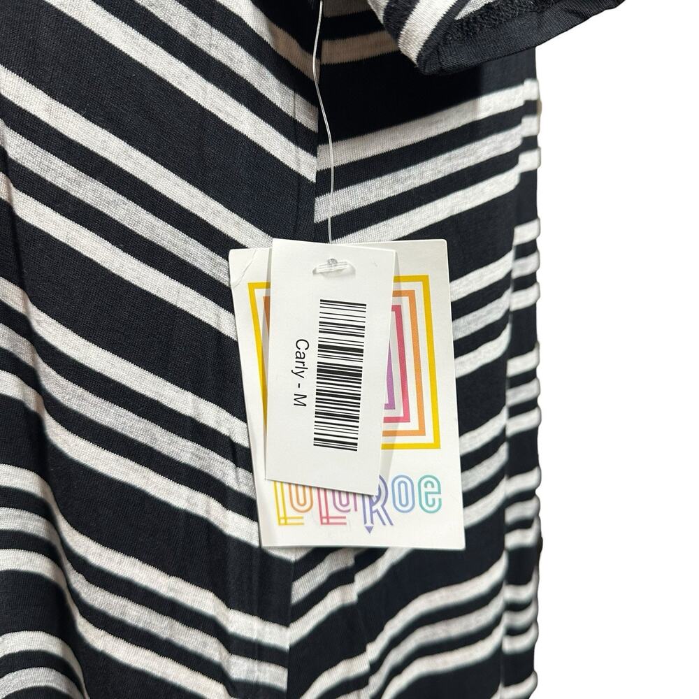 NEW LuLaRoe Womens Dress Size M Carly Black White Stripe Beach Swim Hi-Low Flowy - Picture 5 of 8